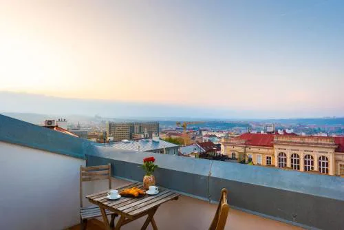 Old Prague View Rooftop Studio with AC