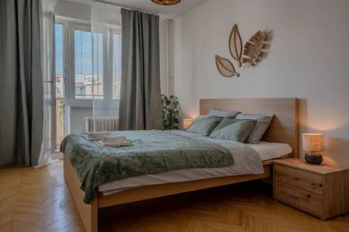 Spacious residential apt with balcony by TV tower