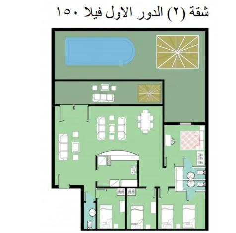Chalet 2 v150 first floor 4 bedrooms green beach