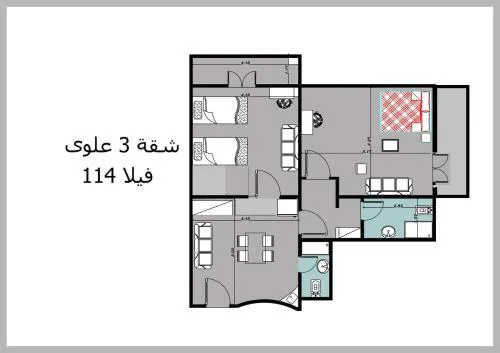 Chalet 3 VILLA114 first floor 2bed rooms and 2 bathrooms sea view green beach