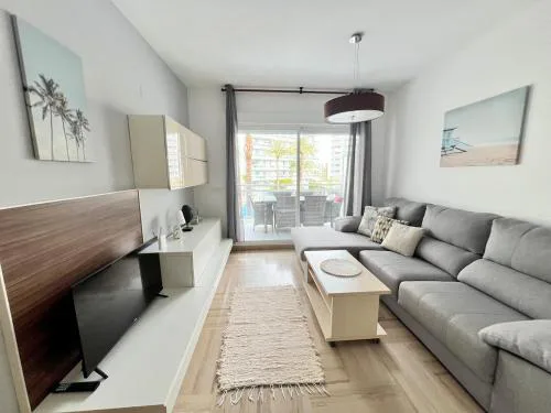 Modern apartment with a big pool and free parking