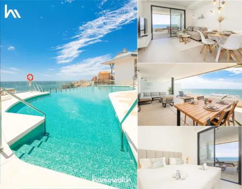 Modern apartment with a large private terrace, pool, sauna, gym, and sea views in Fuengirola