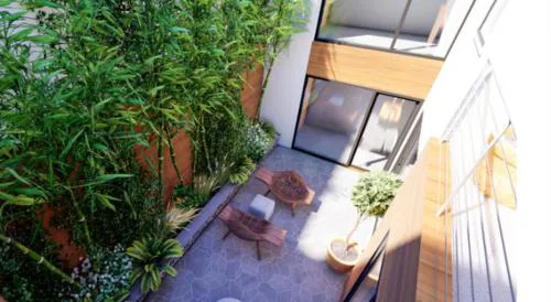 Piso con dos habitaciones con camas dobles y terrazas en el Poblenou
