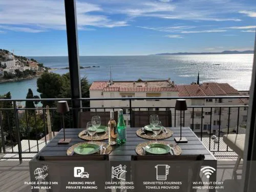 Apt 2ch avec terrasse face a la mer, parking inclus