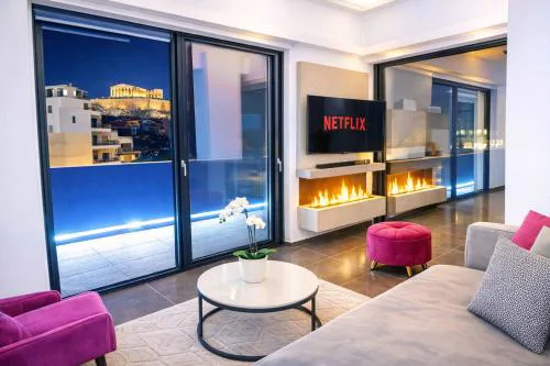 Luxury Penthouse with Acropolis View and Jacuzzi