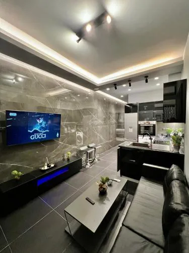 Luxury Black and White Interior Apartments & Rooftop Terrace