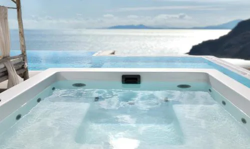 Beach walk Kalo Livadi villa with pool and hot tub by Calypso Sunset Villas