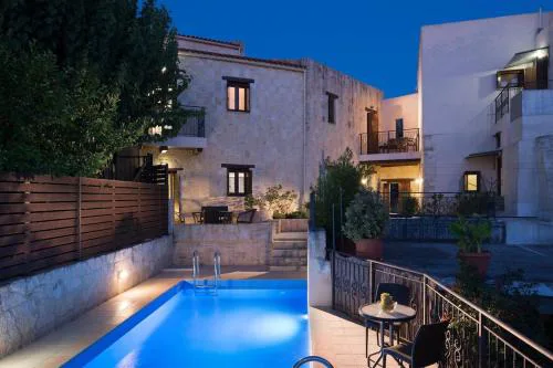 3-Min Drive to Kalyves Beach, Stone Home with Private Pool in Armenoi Center