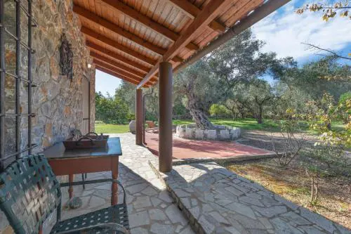 Stone house among trees