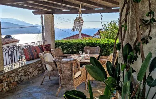 Hidden Gem with Sunset in the Aegean Sea, Two Traditional Homes in Ano Vathy, Samos