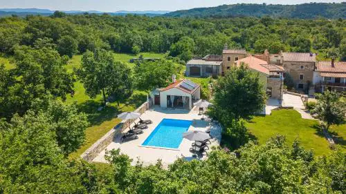 Family Casa Ida with pool and grill in Groznjan
