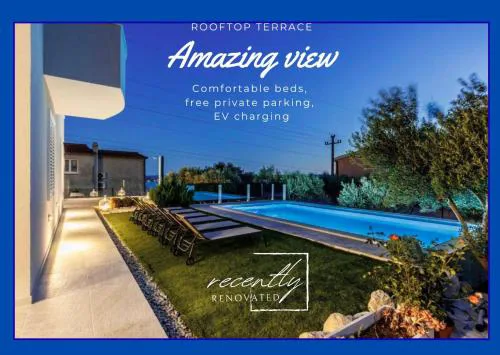 Villa Dalmatina Hill House - private pool, sea and hill view, rooftop terrace, free parking