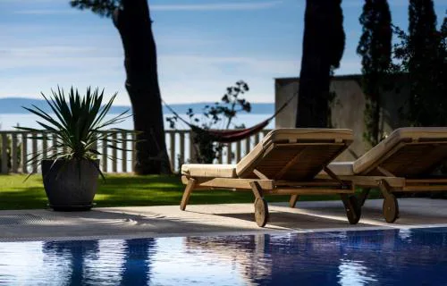 Luxury Seafront Villa Castello Split with private heated pool, jacuzzi and sauna at the beach in Split
