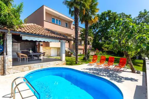 Mediterranean terrace with bbq, swimming pool and sea view