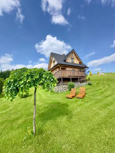 Pocztówka z Mizernej, domki z widokiem na Tatry, 1 km od Velo Czorsztyn, Jezioro Czorsztyńskie, rowery, cisza, spokój