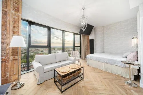 ANS Hanza Tower Apartment 17th floor with city view, swimming pool area with saunas, viewing terrace