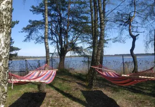 Nad samą wodą własna deska SUP grill altana hamaki ognisko BRZÓZKI 2 miejsce dla max 6 osób i dwójki dzieci - jedna sypialnia z małymi łóżkami