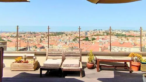 Lisbon view with rooftop