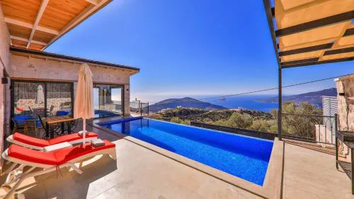 Kalkan 1 bedroom Seaview villa with private indoor - Outdoor pool hot tub